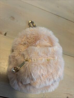Icing Pink Faux Fur Mini Bag Charm with Gold Hardware